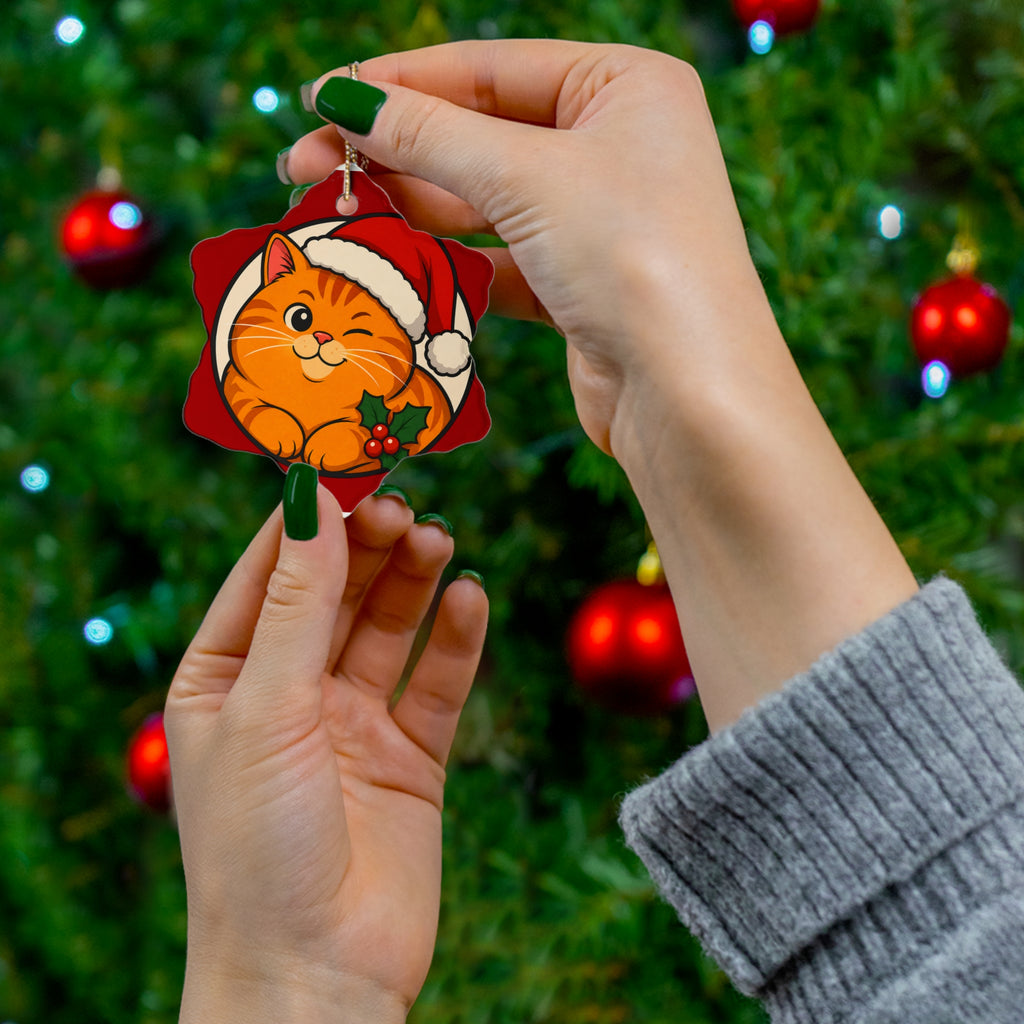 Santa Paws — Pop-Art Cat Christmas Ornament