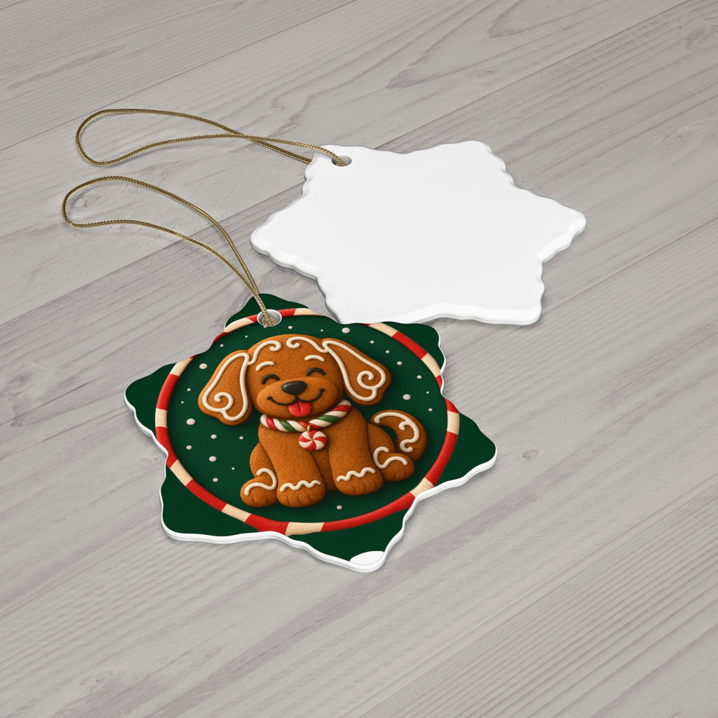 Gingerbread Pup — Pop-Art Christmas Ornament
