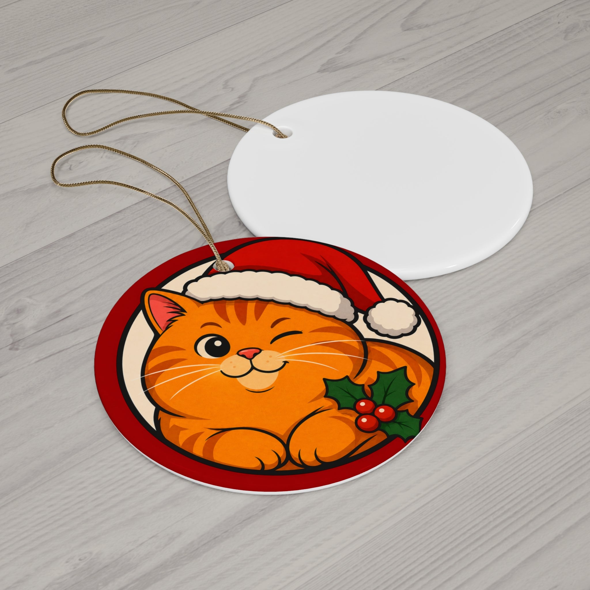 Santa Paws — Pop-Art Cat Christmas Ornament