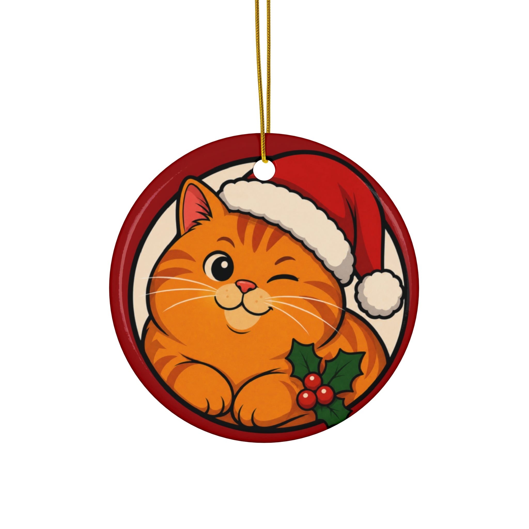Santa Paws — Pop-Art Cat Christmas Ornament