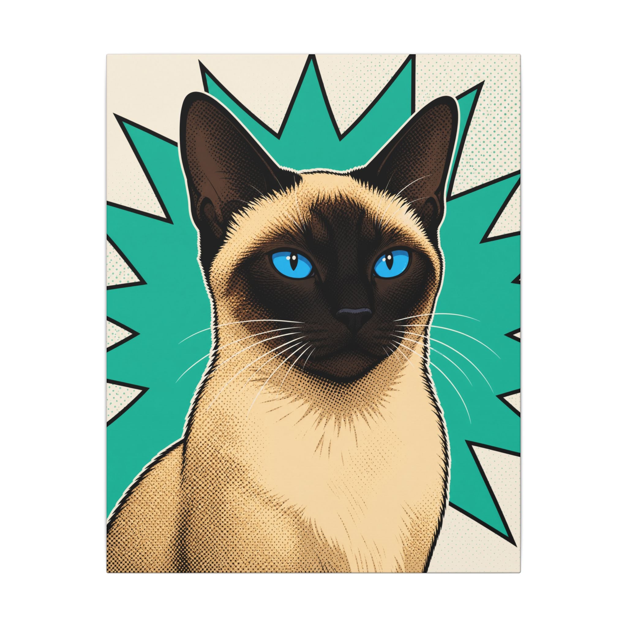 Blue-Eyed Beauty — Pop-Art Siamese Cat Canvas